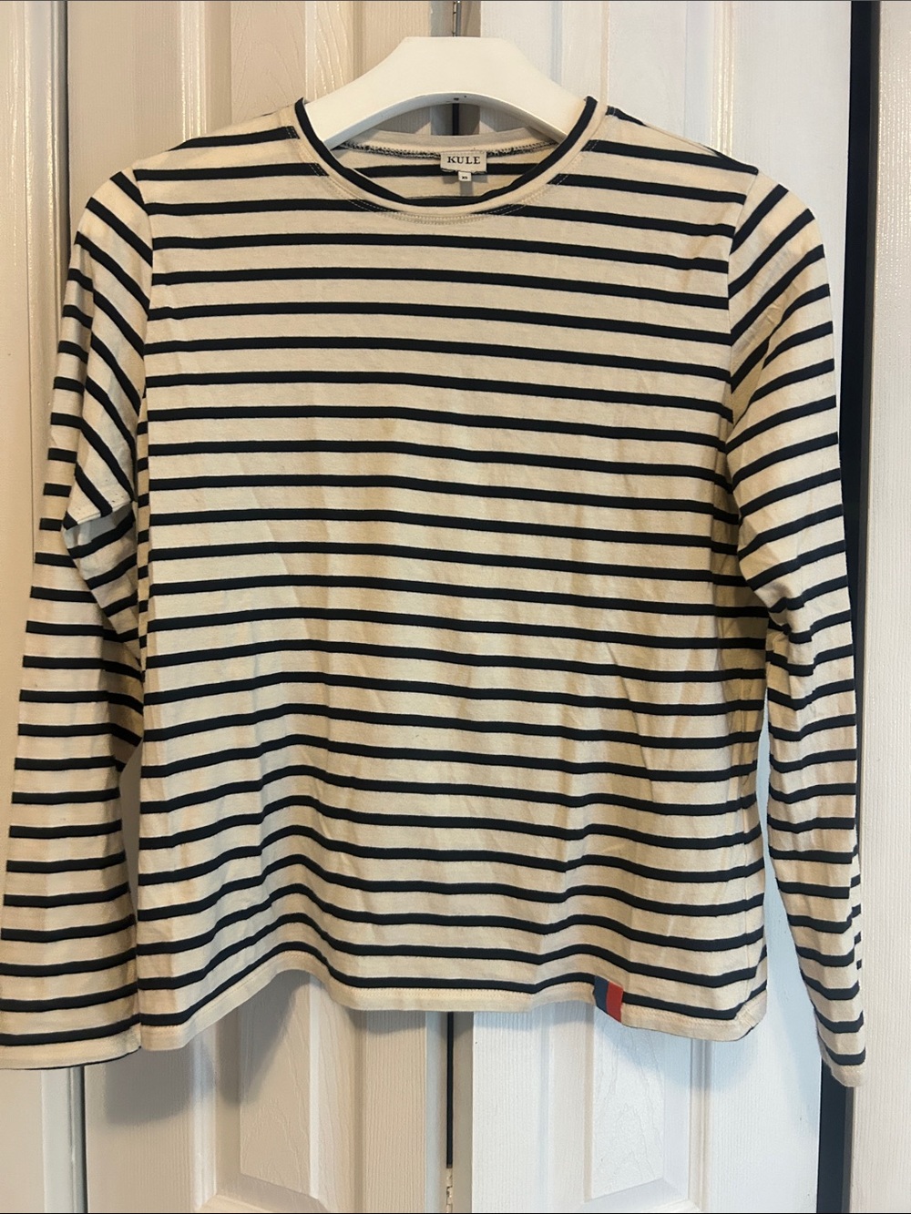 KULE Cream and Black Striped Long-Sleeve Tee